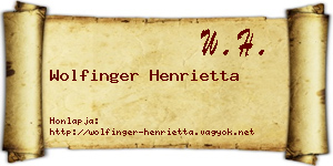 Wolfinger Henrietta névjegykártya